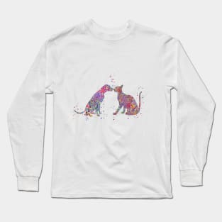 Cat and dog kissing Long Sleeve T-Shirt